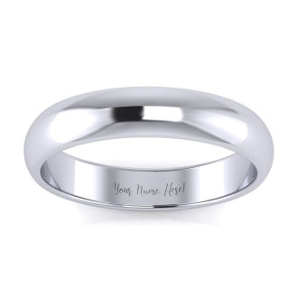 14K White Gold 4MM Ladies and Mens Wedding Band, Size 9, Free Engraving